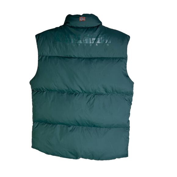 Napapijri Puffer Vest Womens 12 Green/Yellow Reversible Full Zip Pocket Front - Picture 5 of 10